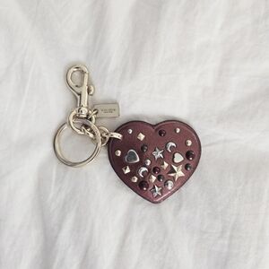 Coach Heart-Shaped Keychain with Studded Accents